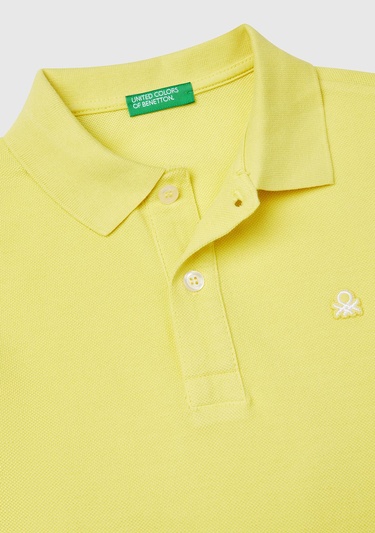  Erkek Çocuk Sarı Logolu Pike Polo T-Shirt