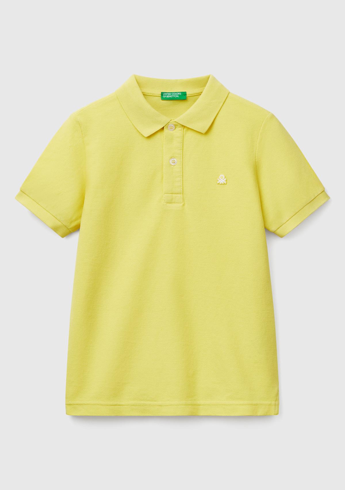  Erkek Çocuk Sarı Logolu Pike Polo T-Shirt