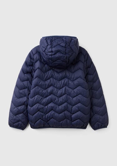  Erkek Çocuk Lacivert Logo İşlemeli Mevsimlik İnce Pufa Mont