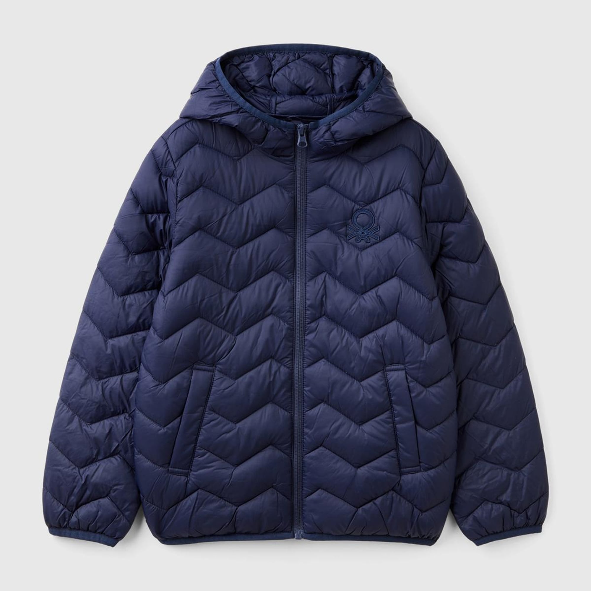 Erkek Çocuk Lacivert Logo İşlemeli Mevsimlik İnce Pufa Mont