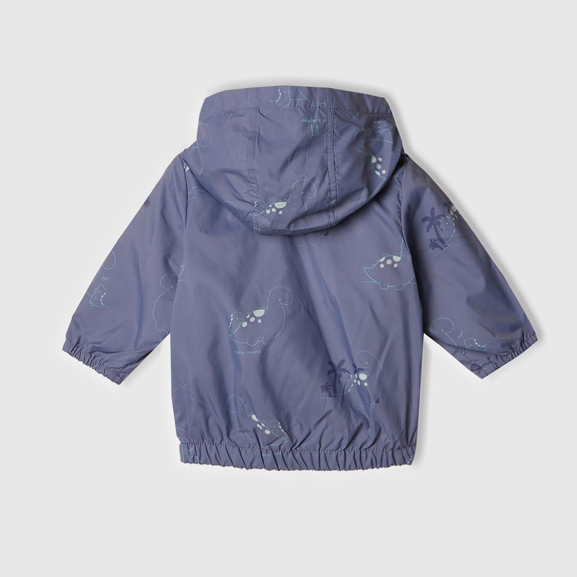 Bebek Mor Tamamı Baskılı Çift Cepli Kapüşonlu Yağmurluk