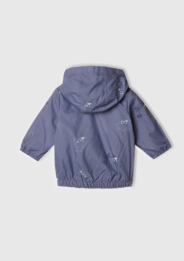  Bebek Mor Tamamı Baskılı Çift Cepli Kapüşonlu Yağmurluk