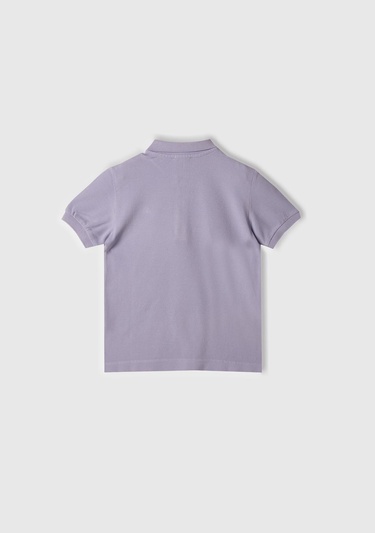 Erkek Çocuk Mor Logolu Pike Polo T-Shirt