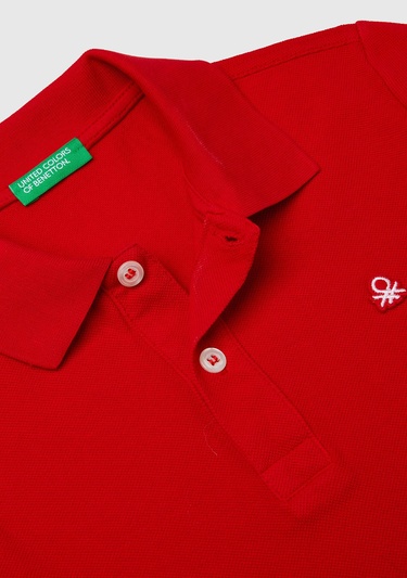  Erkek Çocuk Kırmızı Logolu Pike Polo T-Shirt