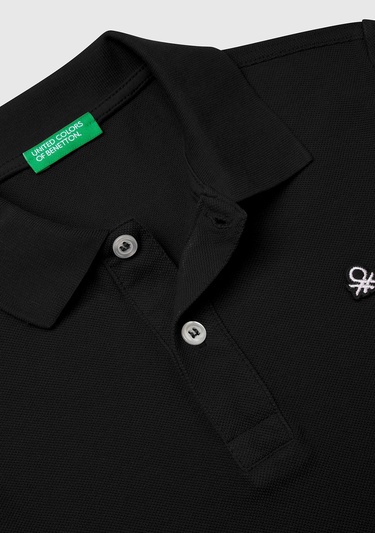  Erkek Çocuk Siyah Logolu Pike Polo T-Shirt