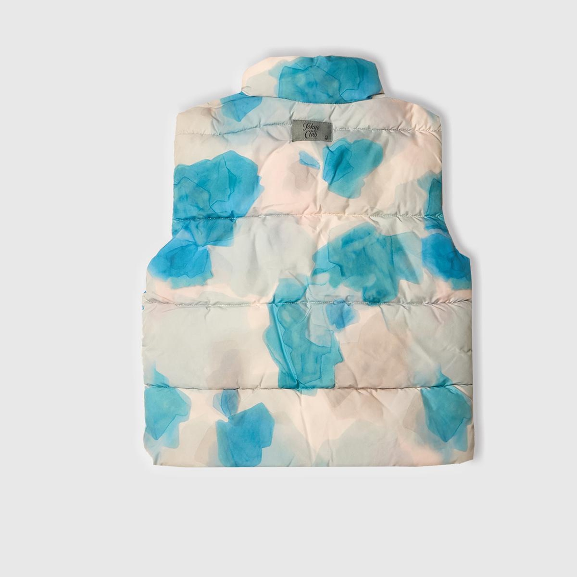 Kız Çocuk Mavi Mix Tamamı Desenli Logo Etiketli  Yelek