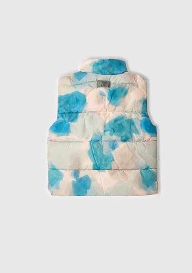  Kız Çocuk Mavi Mix Tamamı Desenli Logo Etiketli  Yelek