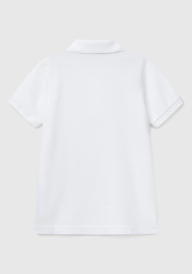  Erkek Çocuk Beyaz Logolu Pike Polo T-Shirt