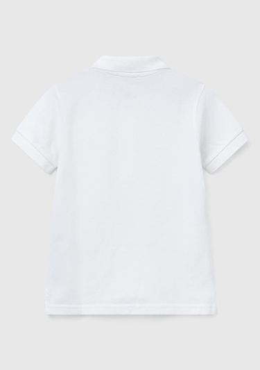  Erkek Çocuk Beyaz Logolu Pike Polo T-Shirt