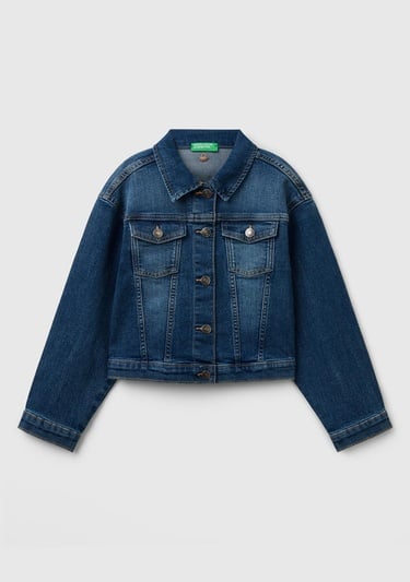  Kız Çocuk Koyu Denim Denim Ceket