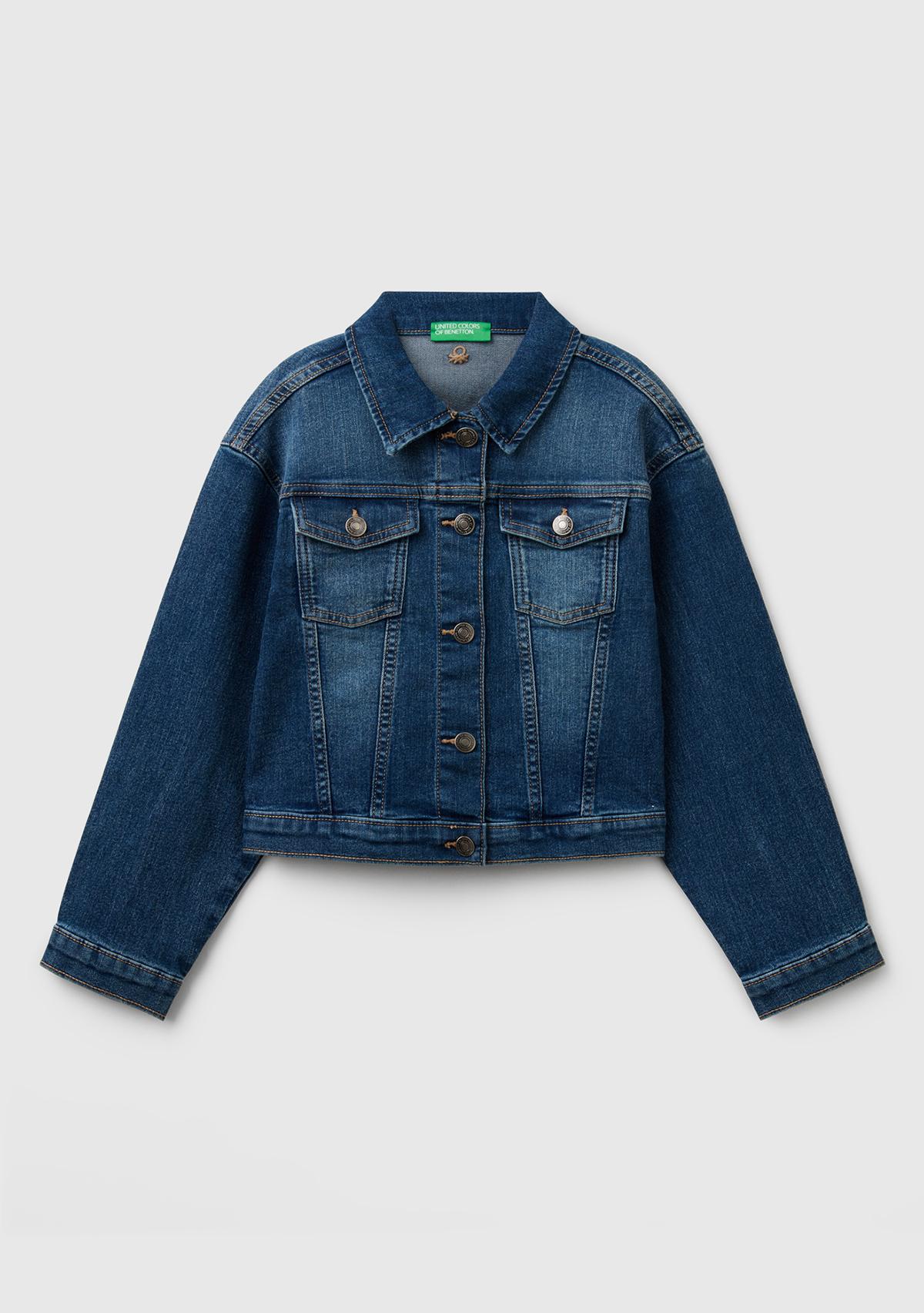  Kız Çocuk Koyu Denim Denim Ceket