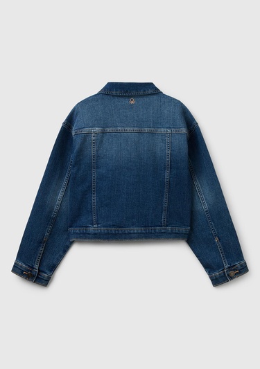  Kız Çocuk Koyu Denim Denim Ceket