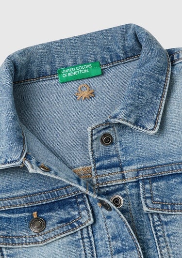  Kız Çocuk Açık Denim Denim Ceket