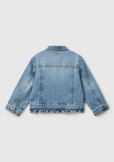  Kız Çocuk Açık Denim Denim Ceket