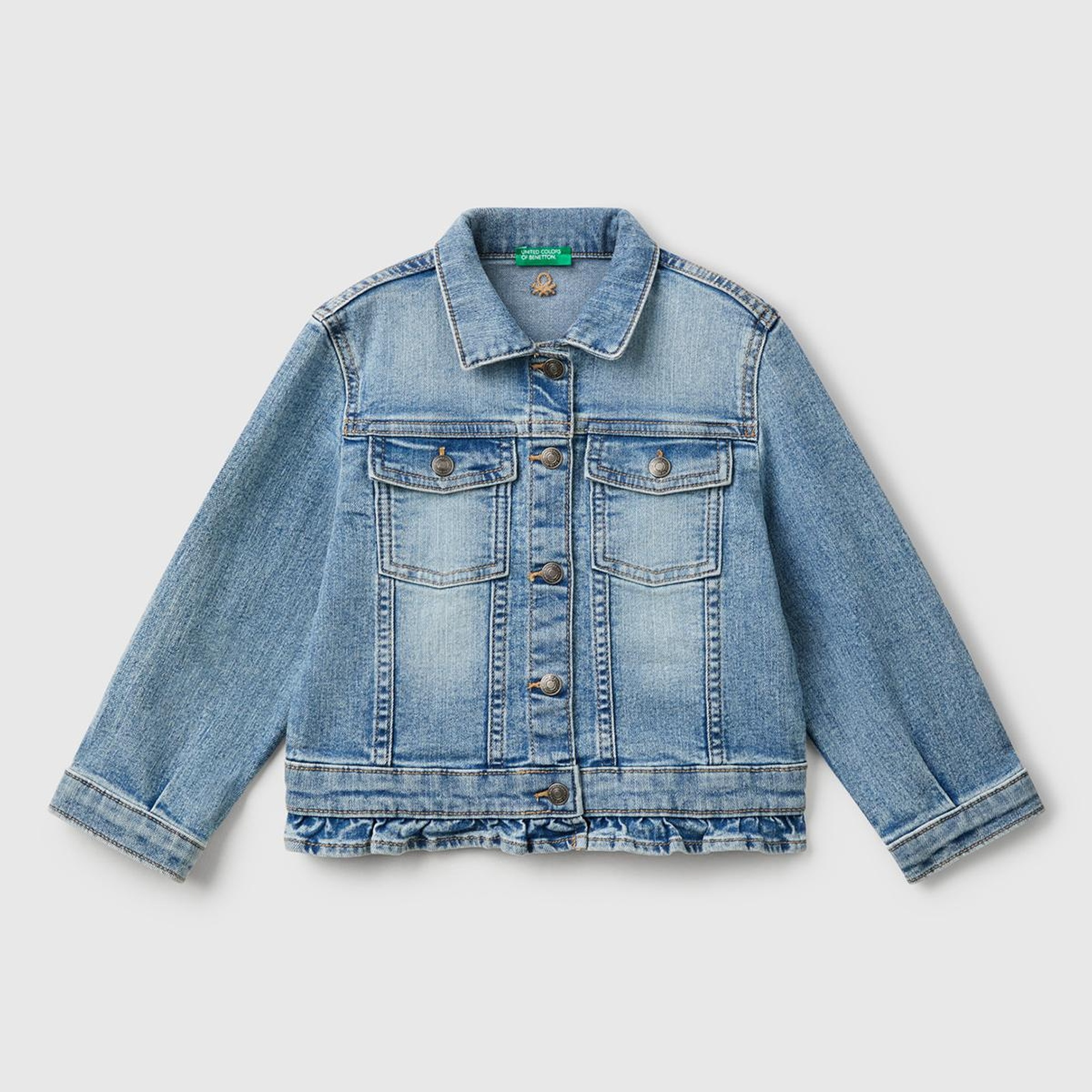 Kız Çocuk Açık Denim Denim Ceket