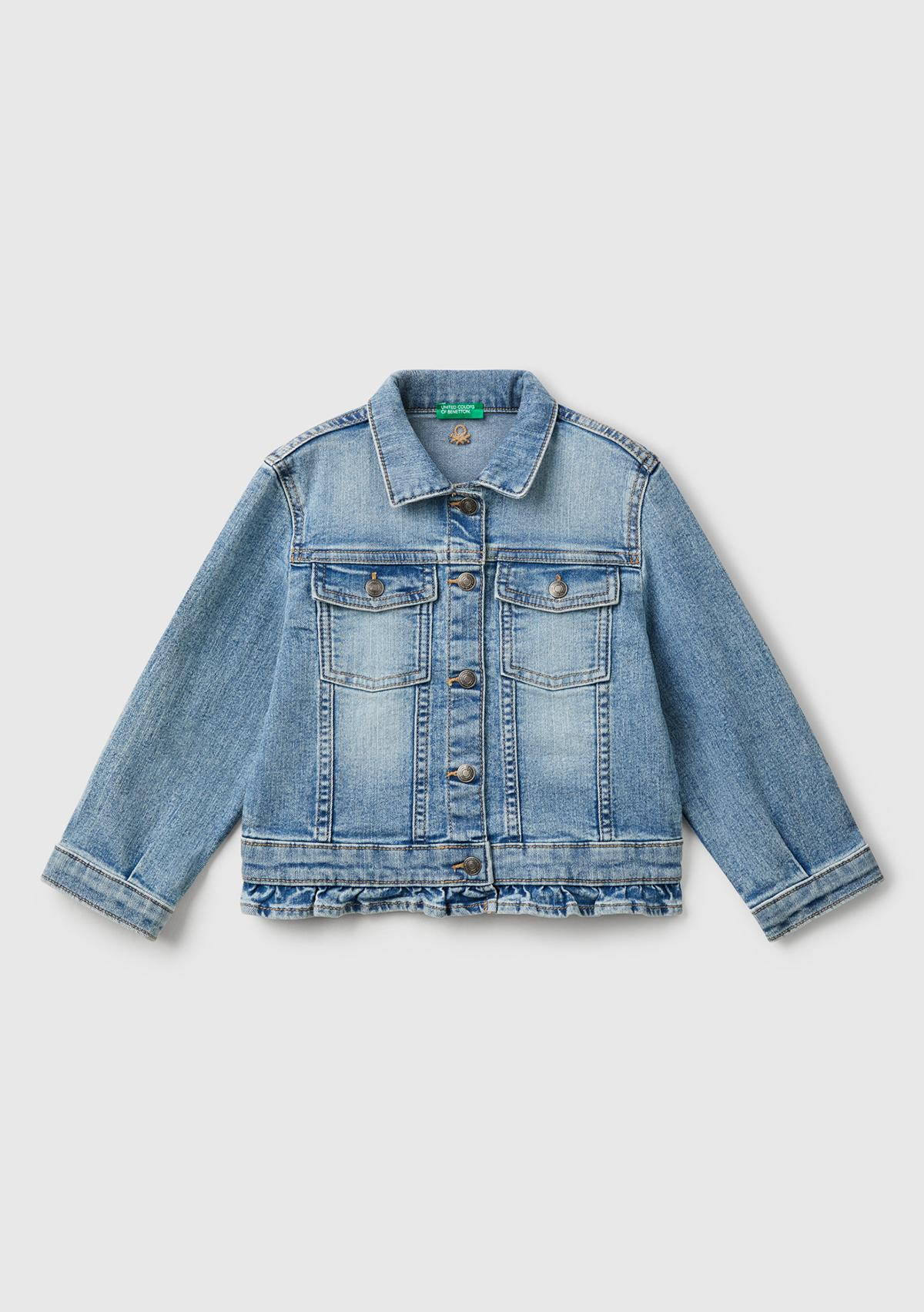  Kız Çocuk Açık Denim Denim Ceket