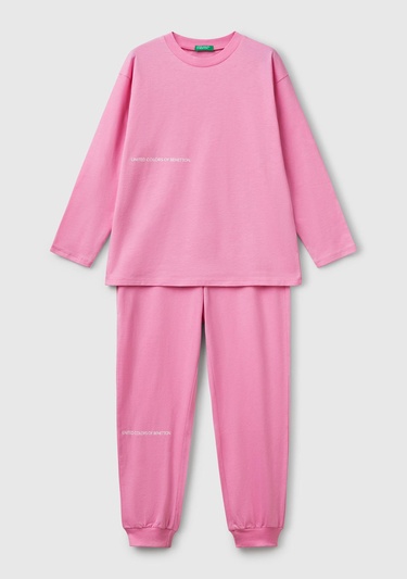  Erkek Çocuk Pembe Logo Şeritli T-Shirt - Jogger Takım