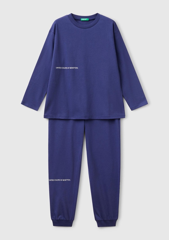  Erkek Çocuk İndigo Logo Şeritli T-Shirt - Jogger Takım