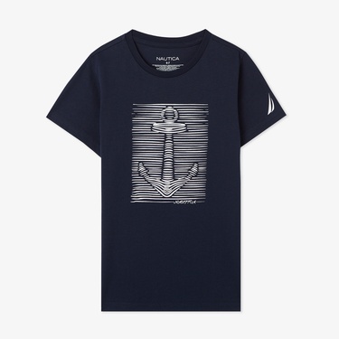  Nautica Erkek Çocuk Lacivert Regular Fit Baskılı T-Shirt