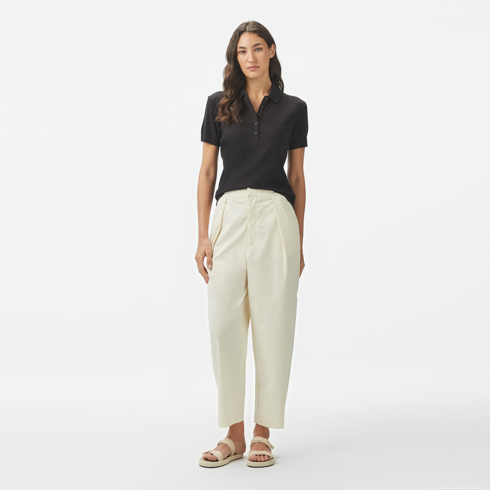 Nautica Kadın Siyah Regular Fit Polo Yaka T-Shirt