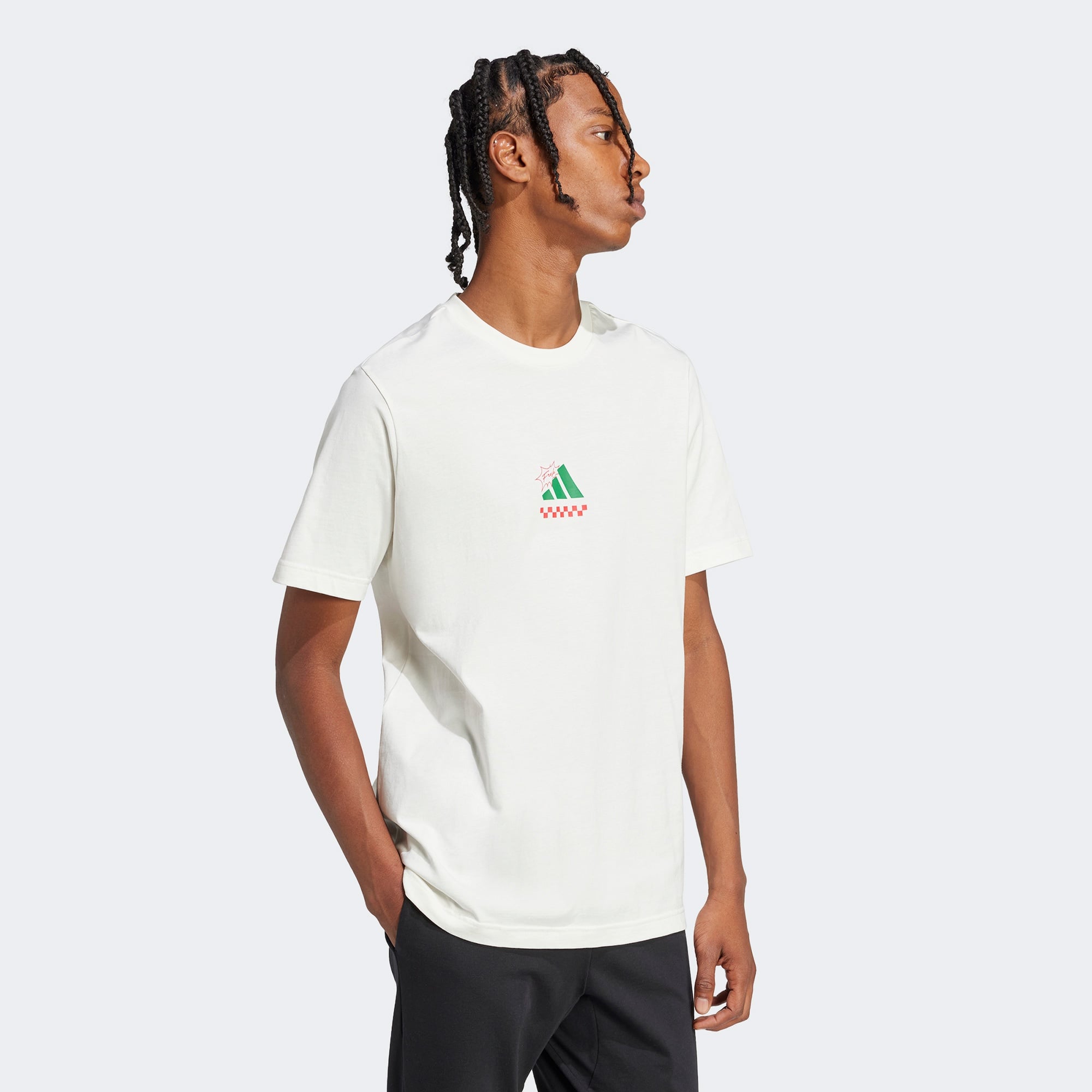 adidas Lounge Pizza Graphic Erkek Beyaz T-Shirt