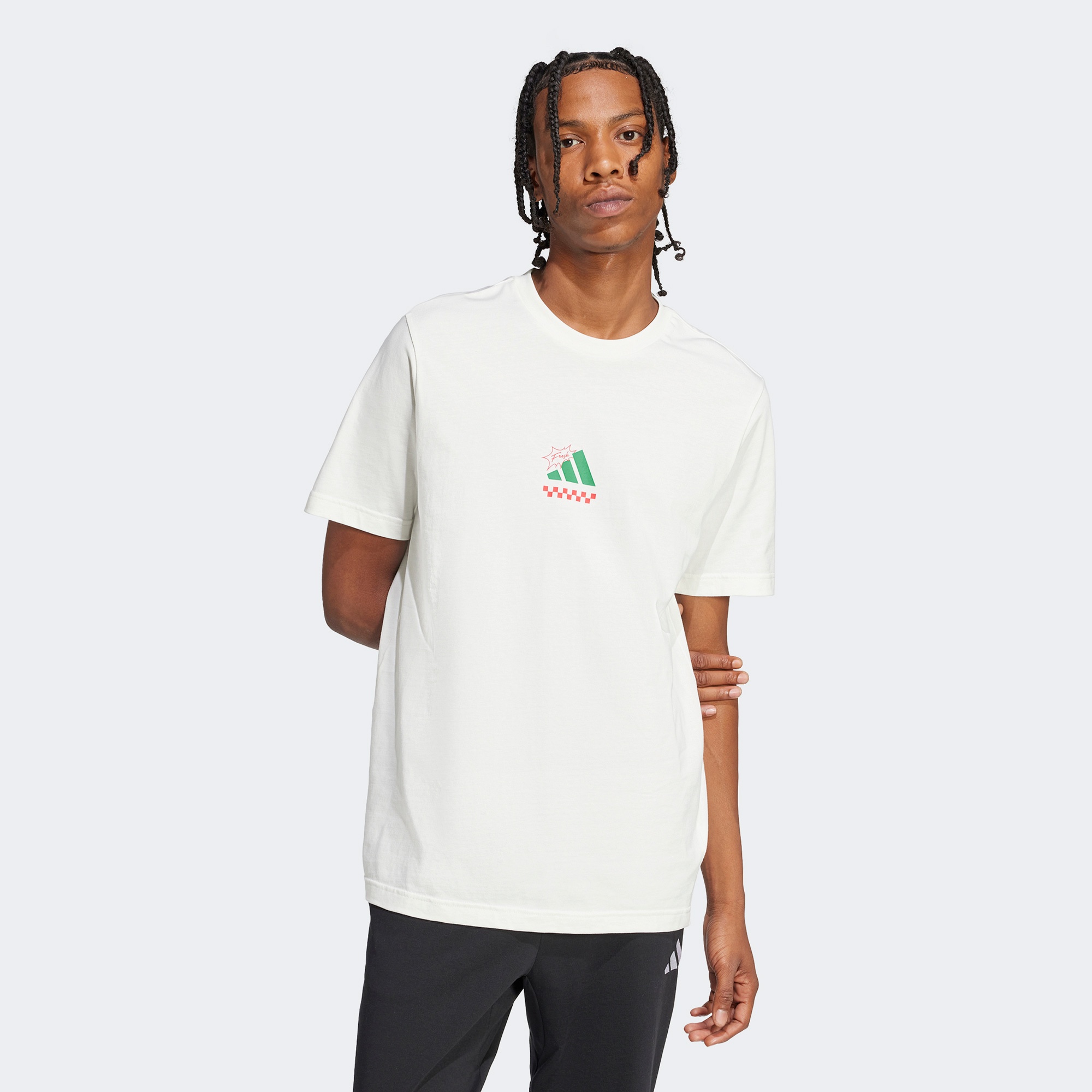 adidas Lounge Pizza Graphic Erkek Beyaz T-Shirt