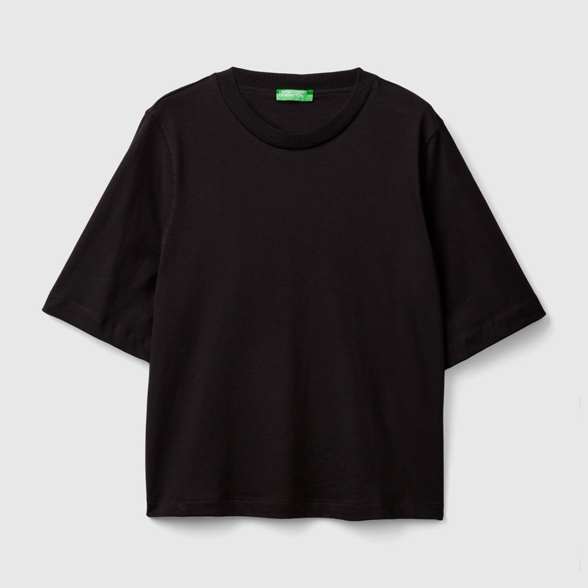 Kadın Siyah %100 Koton Boxy Fit T-Shirt