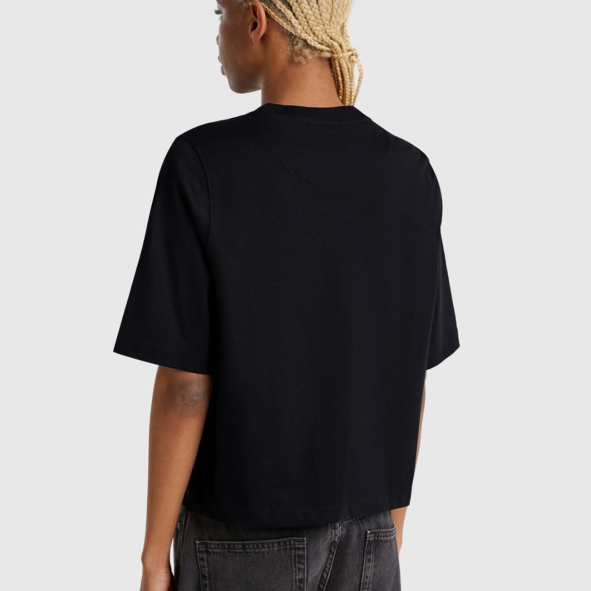 Kadın Siyah %100 Koton Boxy Fit T-Shirt