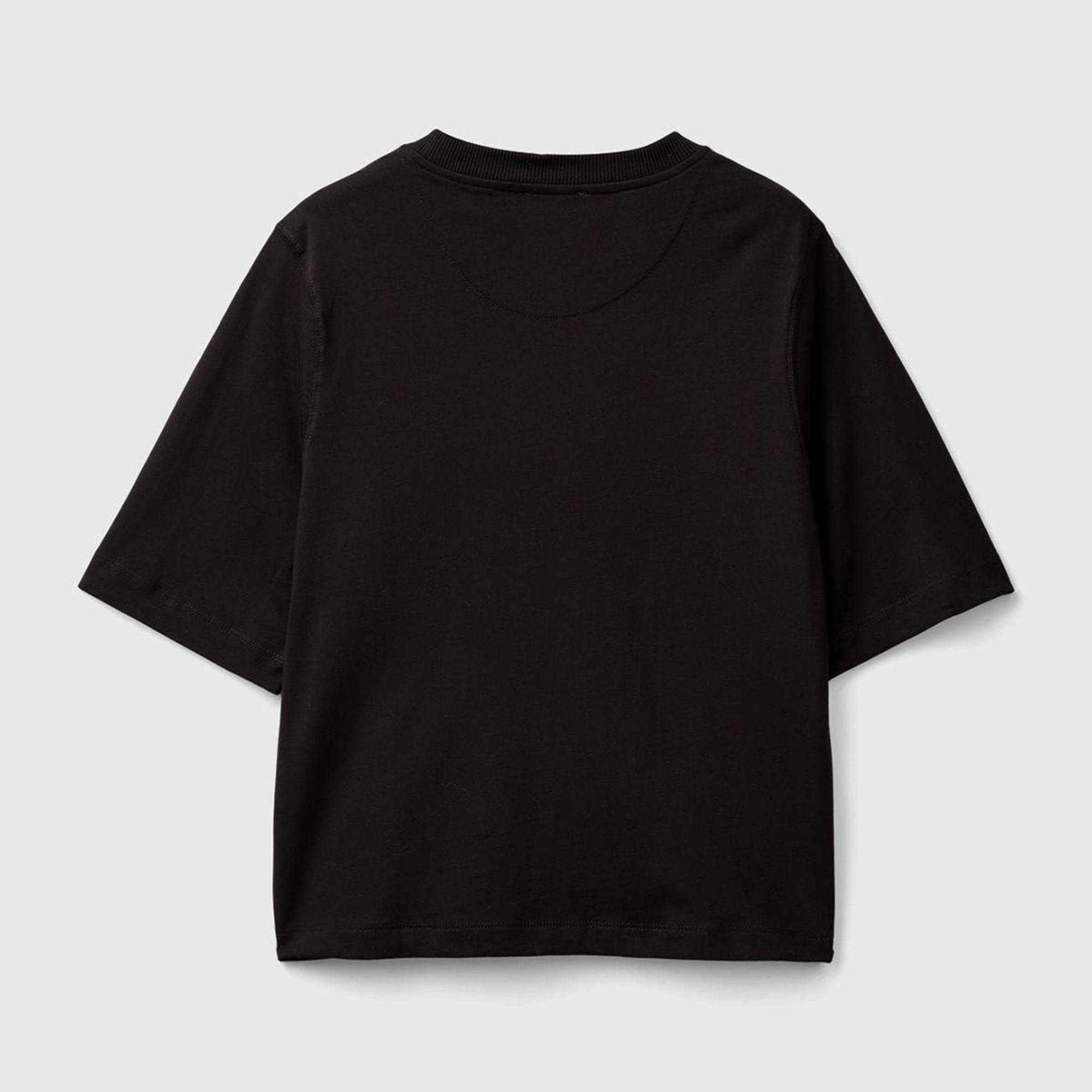 Kadın Siyah %100 Koton Boxy Fit T-Shirt