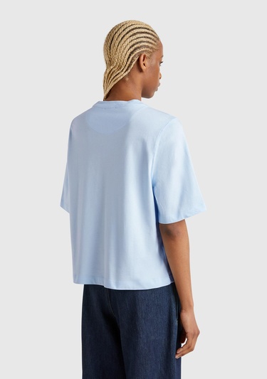  Kadın Açık Mavi %100 Koton Boxy Fit T-Shirt
