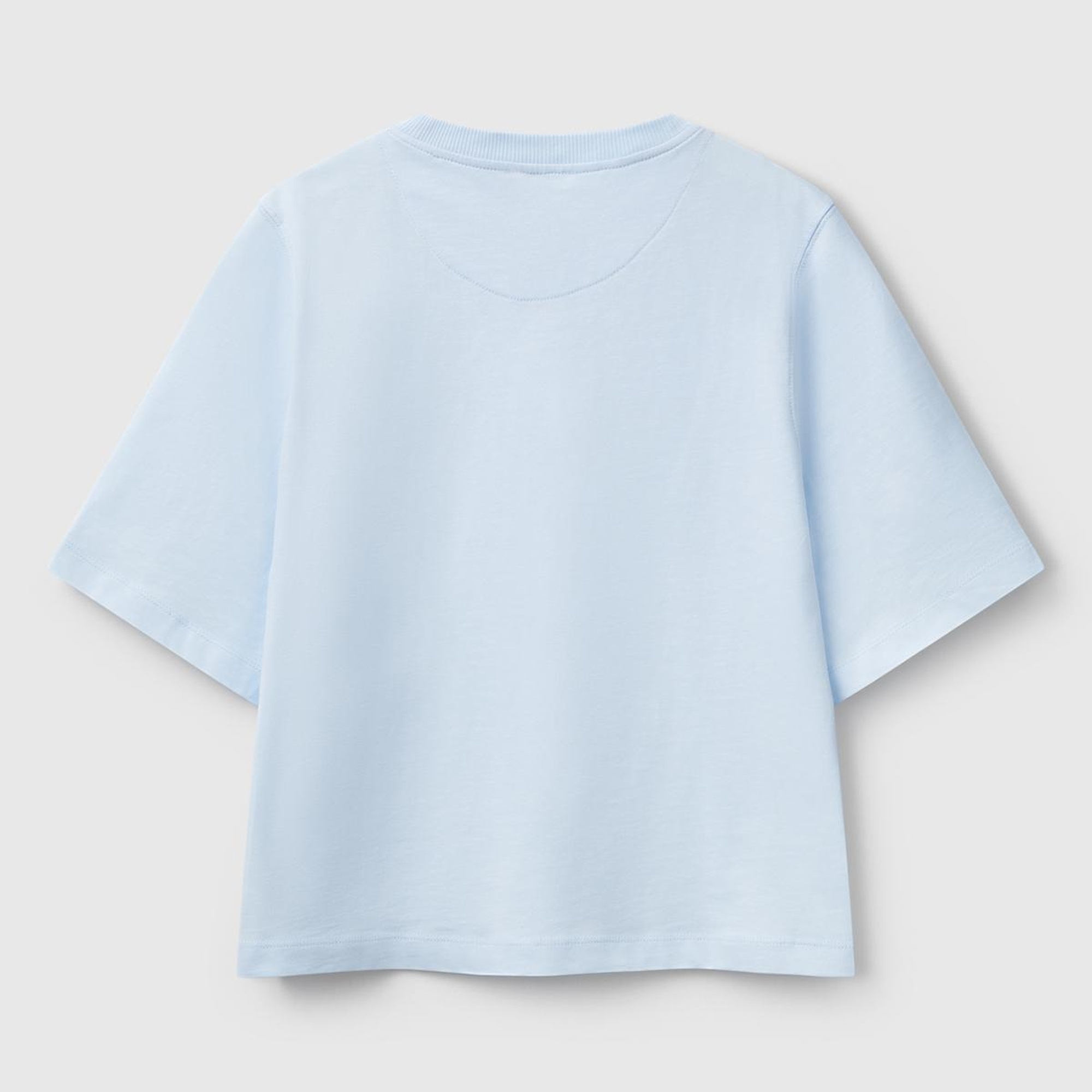 Kadın Açık Mavi %100 Koton Boxy Fit T-Shirt