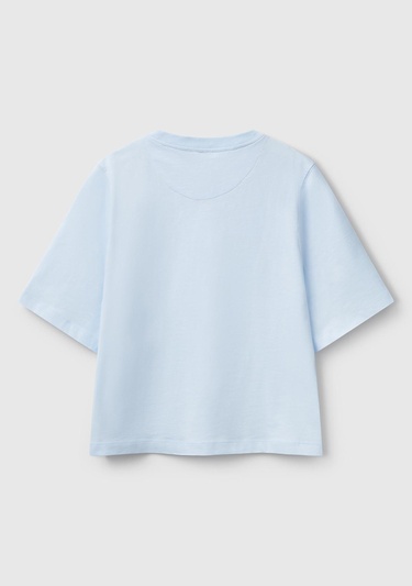  Kadın Açık Mavi %100 Koton Boxy Fit T-Shirt