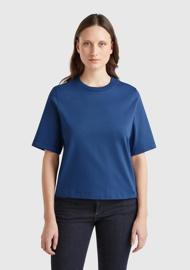  Kadın Denim %100 Koton Boxy Fit T-Shirt