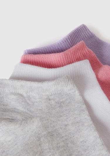  Erkek Çocuk Pembe Mix Logo Baskılı Düz Renkli 4'lü Kısa Soket Çorap Seti