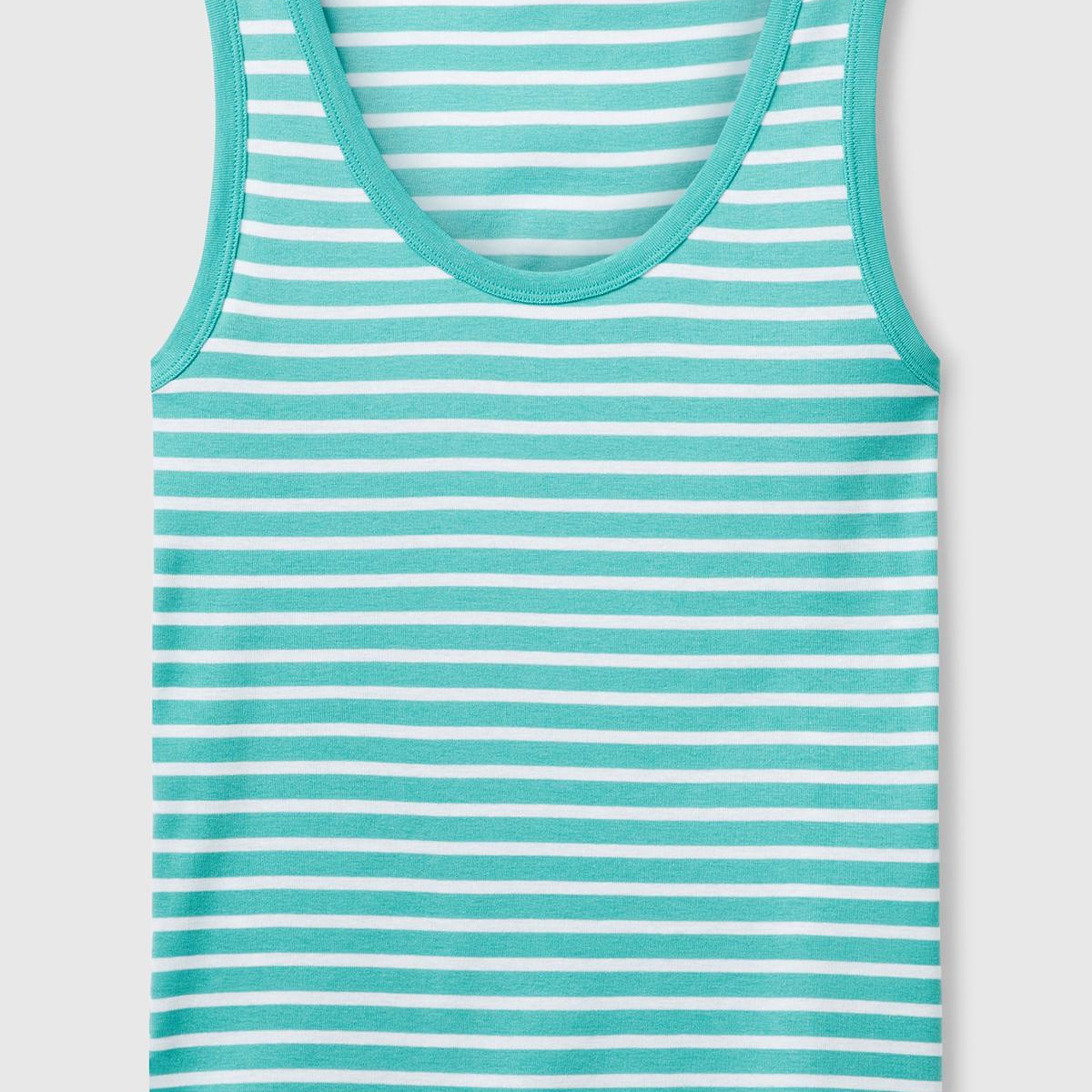 Kadın Mavi %100 Pamuk Çizgili Logo İşleme Detaylı Regular Fit Atlet