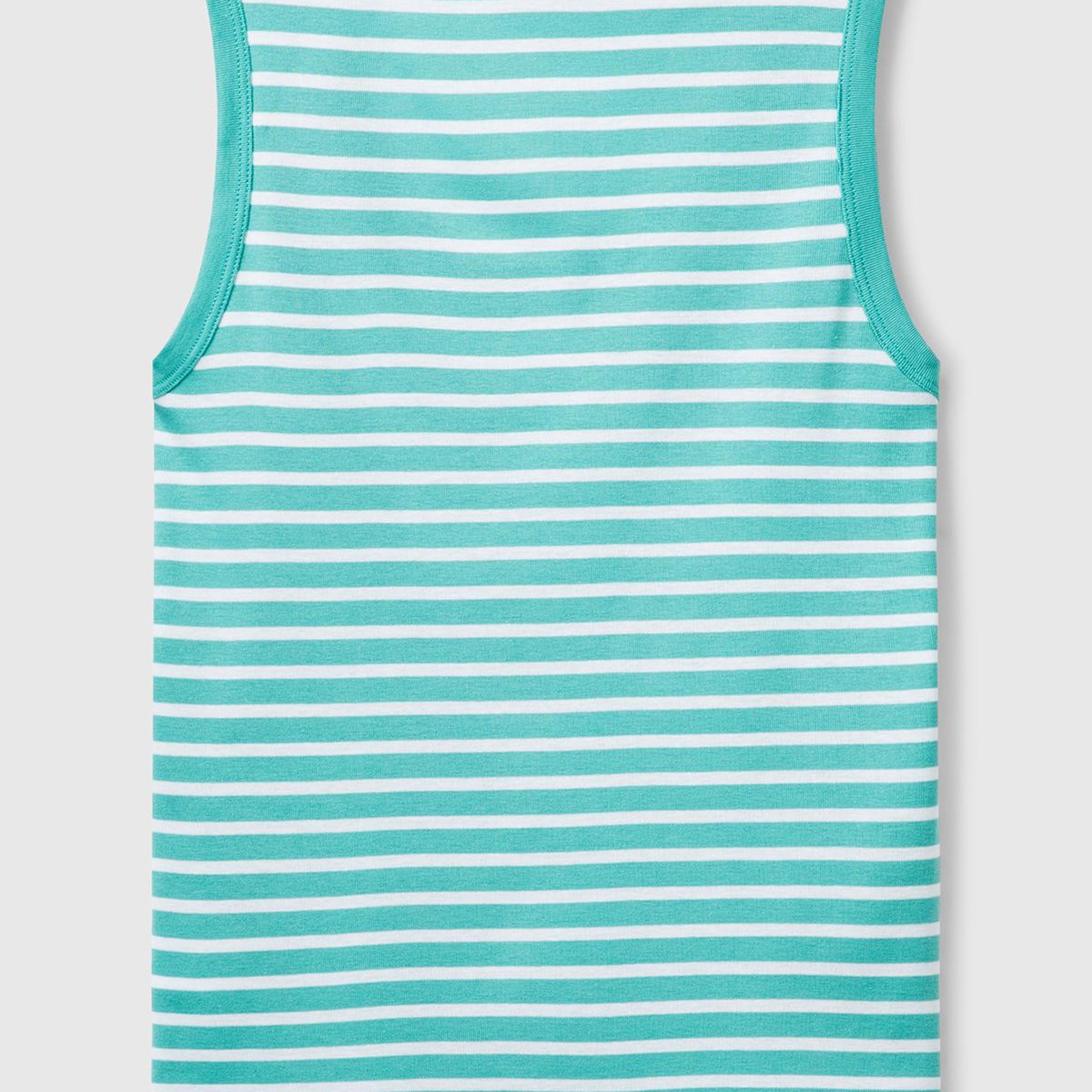 Kadın Mavi %100 Pamuk Çizgili Logo İşleme Detaylı Regular Fit Atlet