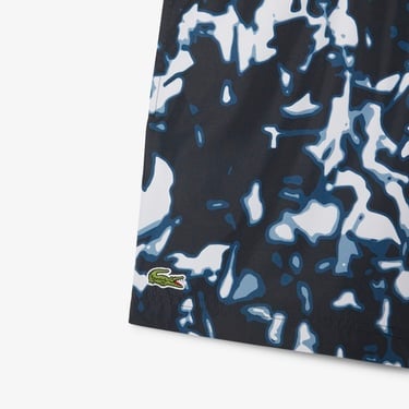  Lacoste Erkek Desenli Lacivert Deniz Şortu