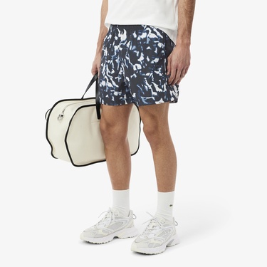  Lacoste Erkek Desenli Lacivert Deniz Şortu