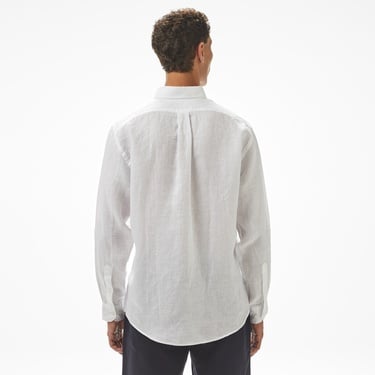  Brooks Brothers Düğmeli Yaka Regular Fit %100 Keten Erkek Beyaz Gömlek