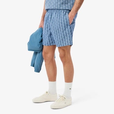  Lacoste Erkek Monogram Mavi Deniz Şortu