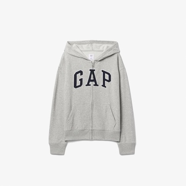  Gap Relaxed Fit Fermuarlı Çocuk Gri Sweatshirt