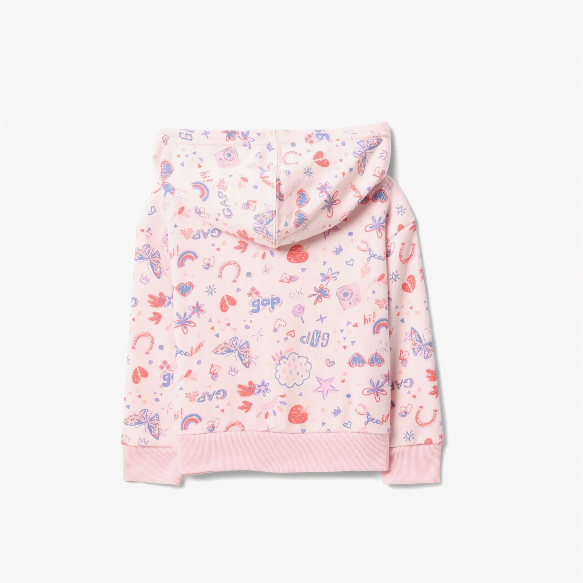 Gap Logo Desenli Fermuarlı Çocuk Pembe Sweatshirt