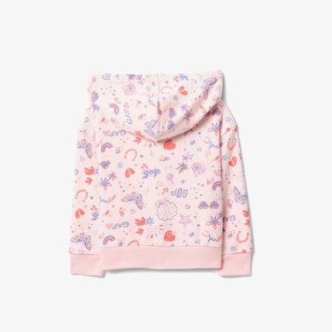  Gap Logo Desenli Fermuarlı Çocuk Pembe Sweatshirt