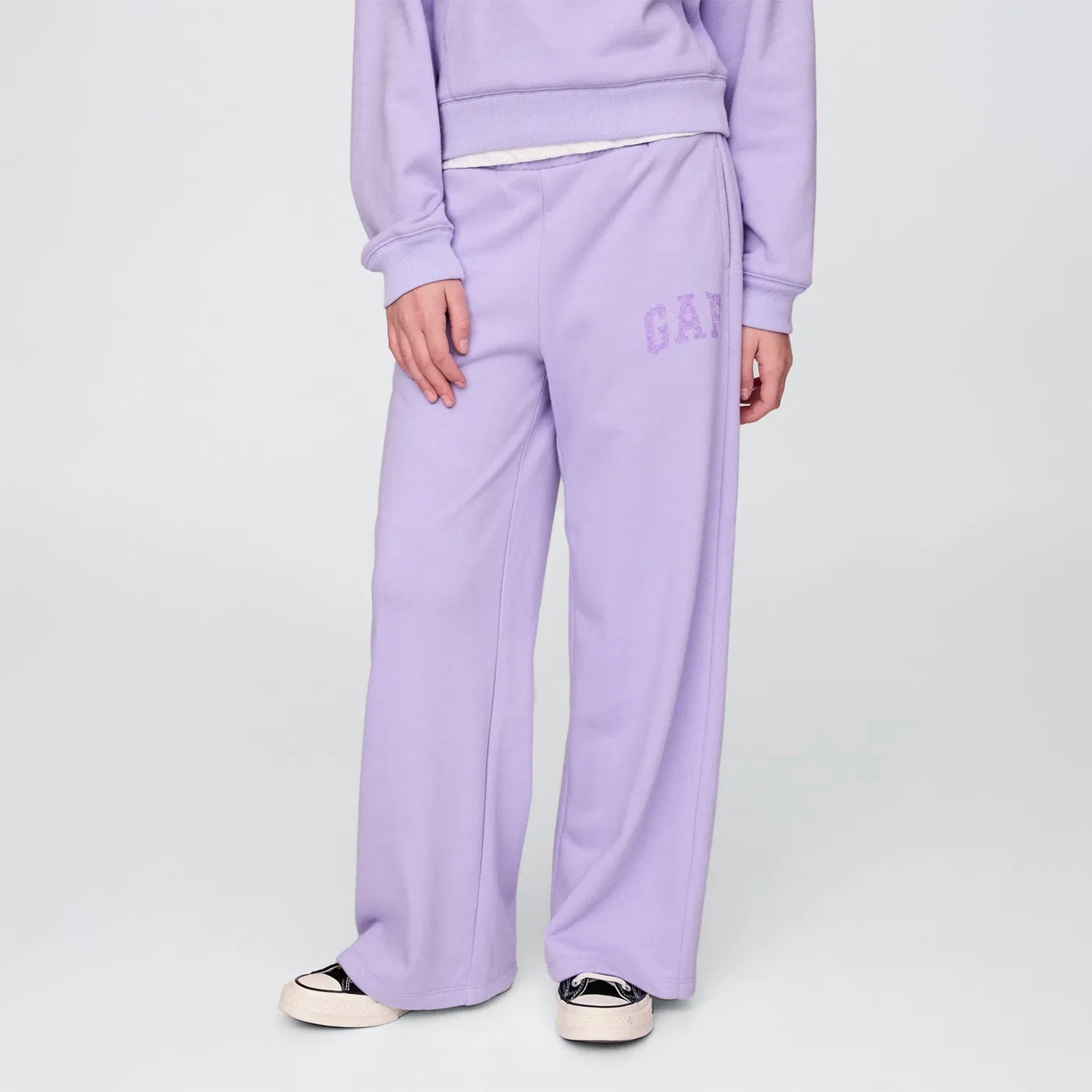 Gap Relaxed Fit Wide Leg Çocuk Mor Eşofman Altı