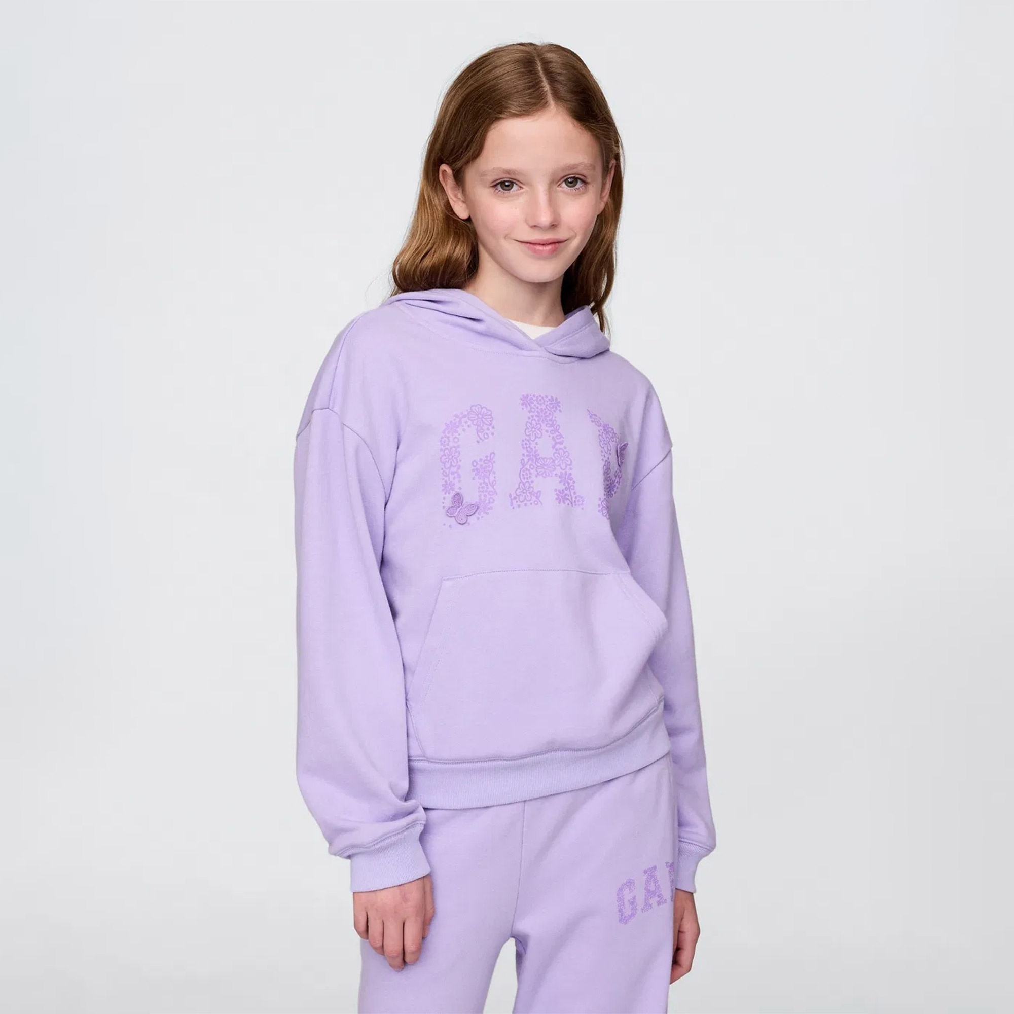 Gap Relaxed Fit French Terry Çocuk Mor Sweatshirt