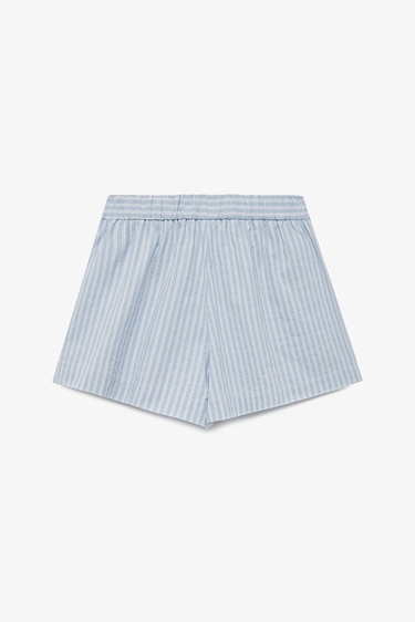  Beli Lastikli Çizgili Şort