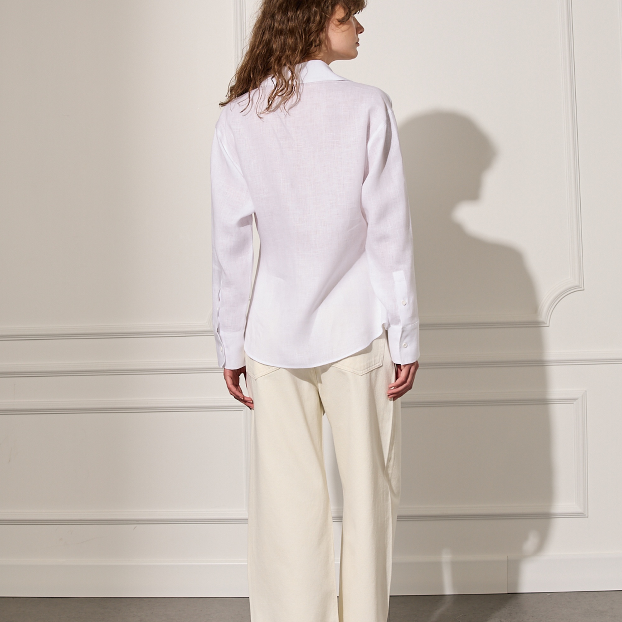 %100 Keten Bağlama Detaylı Gömlek