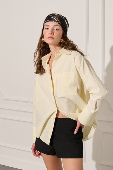  Oversize Çizgili Gömlek