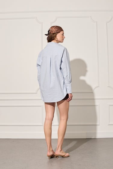  Oversize Çizgili Gömlek