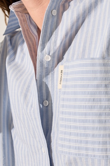  Oversize Çizgili Gömlek